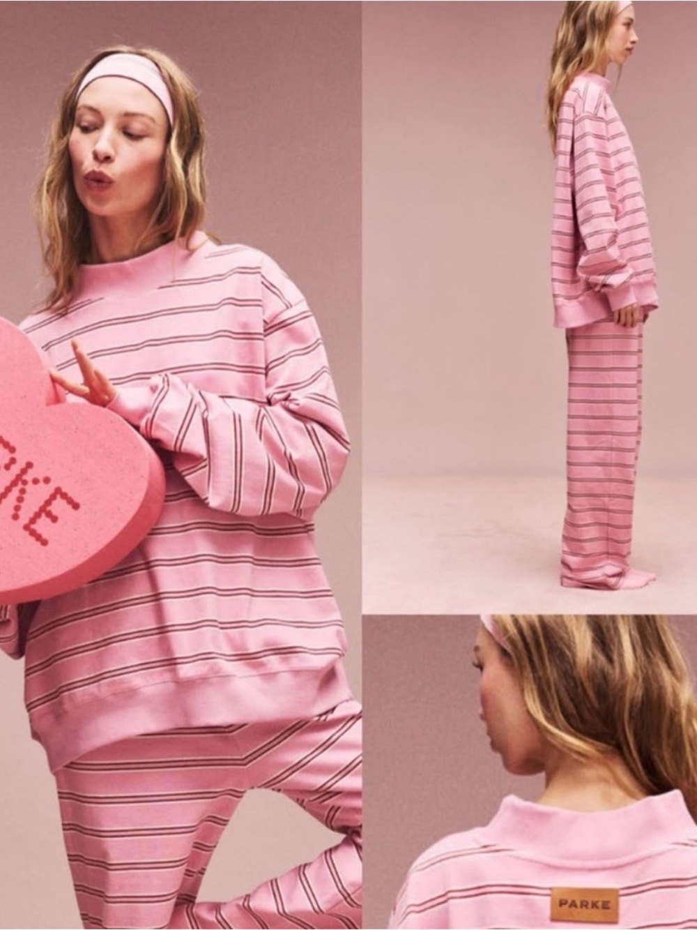 Parke Pink Striped Lounge Set - Oversized Sweatshirt & Pants